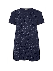 Yours Curve Blue Stud Embellished Top - Image 5 of 5