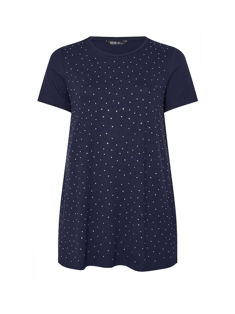 Yours Curve Blue Stud Embellished Top - Image 5 of 5