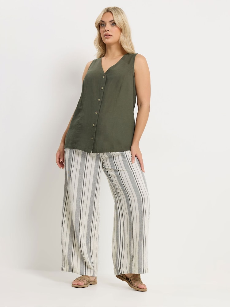 Yours Curve Green Linen Blend Waistcoat - Image 2 of 5