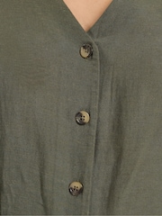 Yours Curve Green Linen Blend Waistcoat - Image 4 of 5