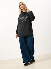 Yours Curve Green Leopard Star Hoodie - Image 2 of 5