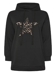 Yours Curve Green Leopard Star Hoodie - Image 5 of 5