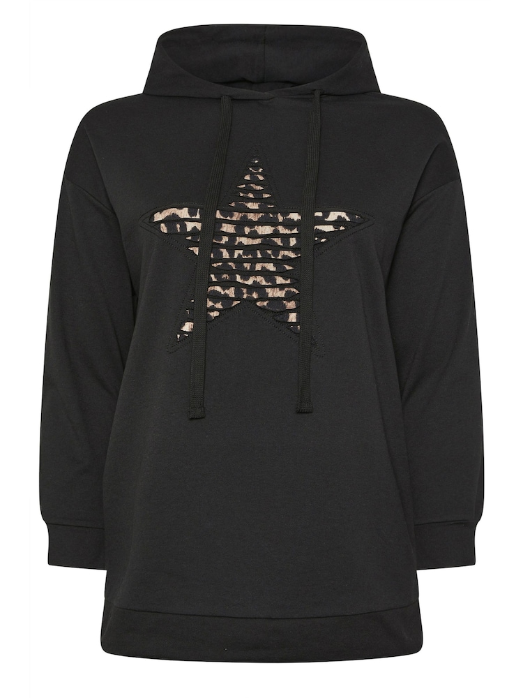 Yours Curve Green Leopard Star Hoodie - Image 5 of 5