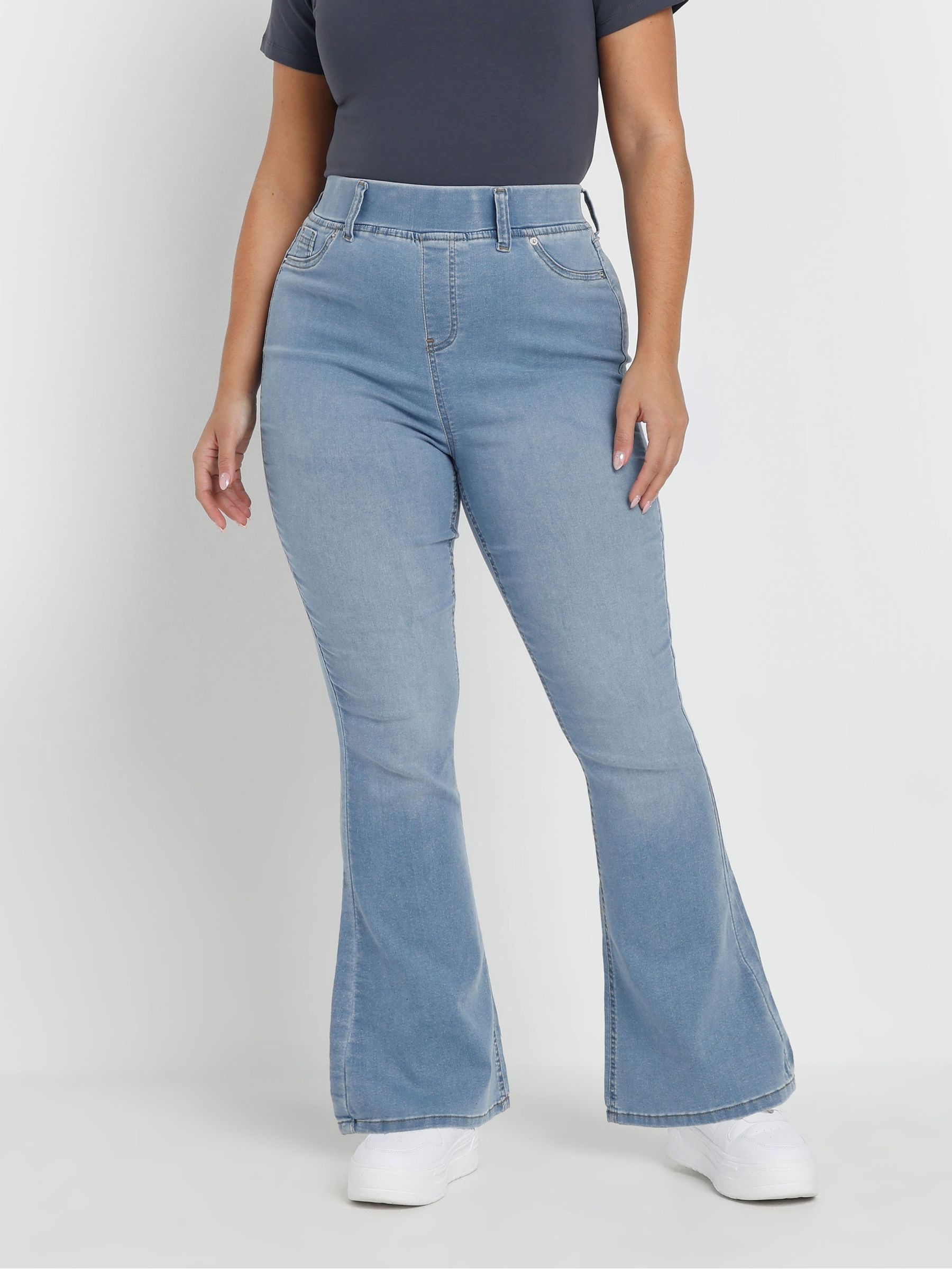 Yours Curve Women's Blue Flare Jeans - Image 1