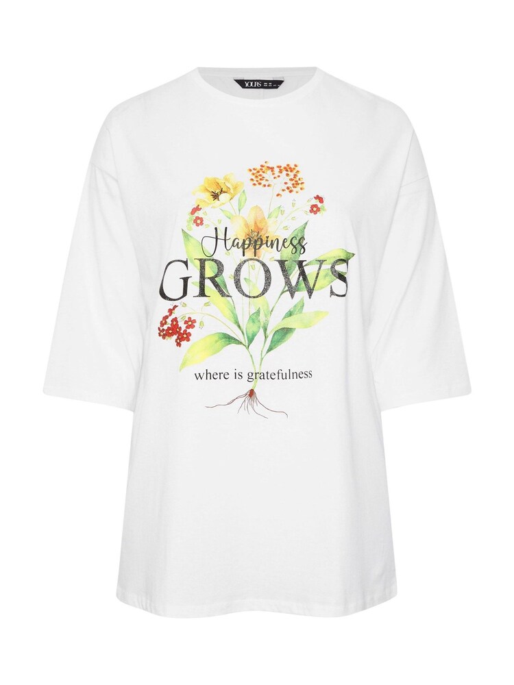 Yours Curve White Happiness Grows T-Shirt - Image 5 of 5