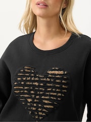 Yours Curve Black Leopard Heart Sweatshirt - Image 4 of 5