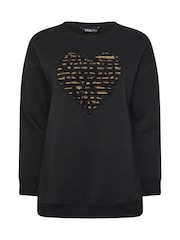 Yours Curve Black Leopard Heart Sweatshirt - Image 5 of 5