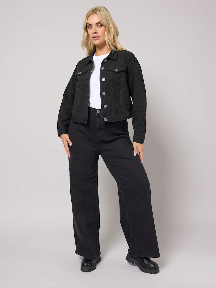 Yours Curve Black Denim Jacket - Image 2 of 4 Yours Curve Black Denim Jacket - Image 2 of 4