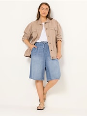 Yours Curve Blue Pull On Denim Shorts - Image 2 of 5