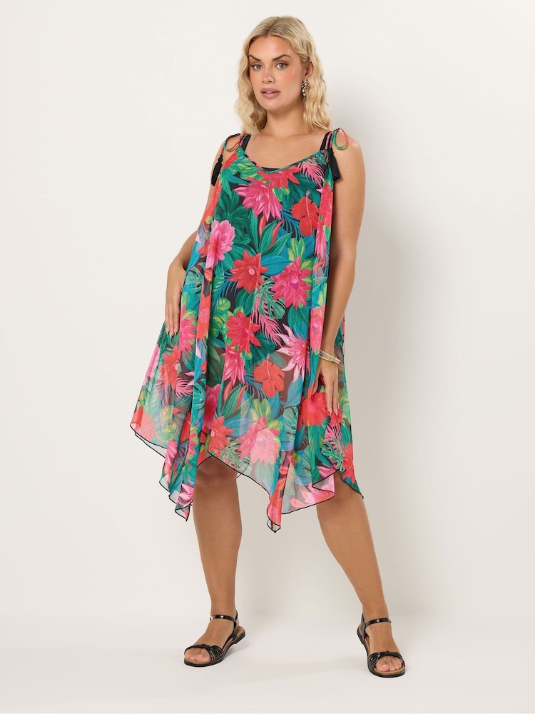 Yours Curve Chiffon-Kleid mit Zipfelsaum - Bild 2 von 5