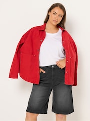 Yours Curve Black Denim Shorts - Image 1 of 5