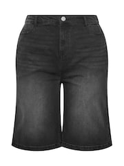 Yours Curve Black Denim Shorts - Image 5 of 5