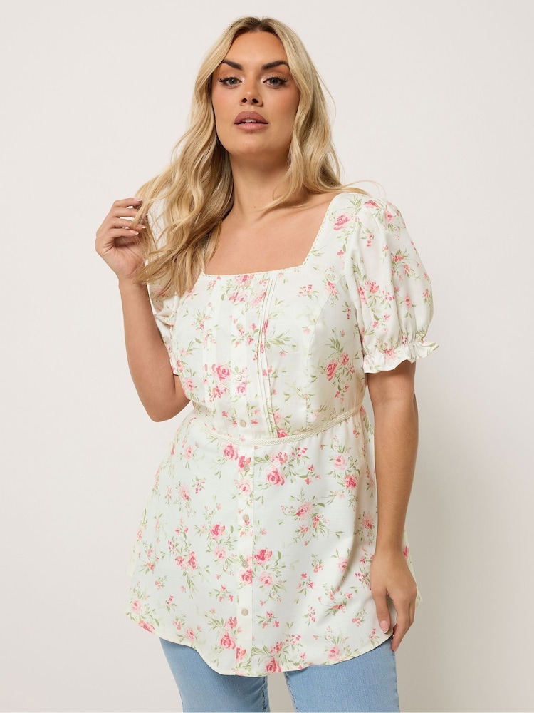 Yours Curve White Milkmaid Blouse - Image 1 of 5