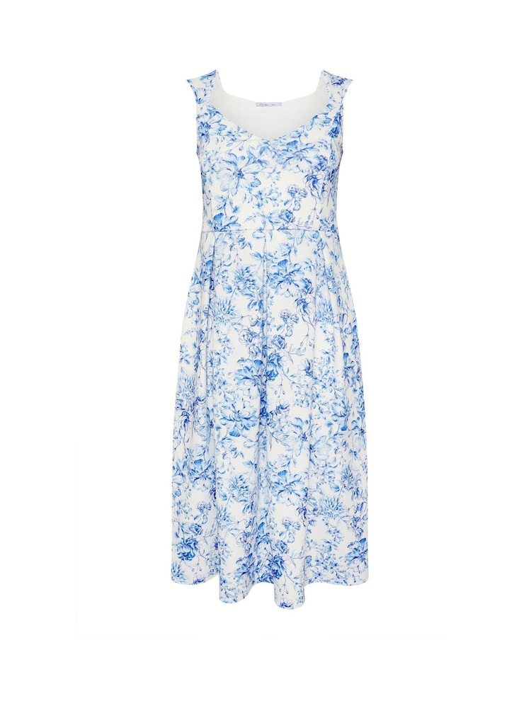 Yours Curve White London China Floral Scuba Dress - Image 5 of 5