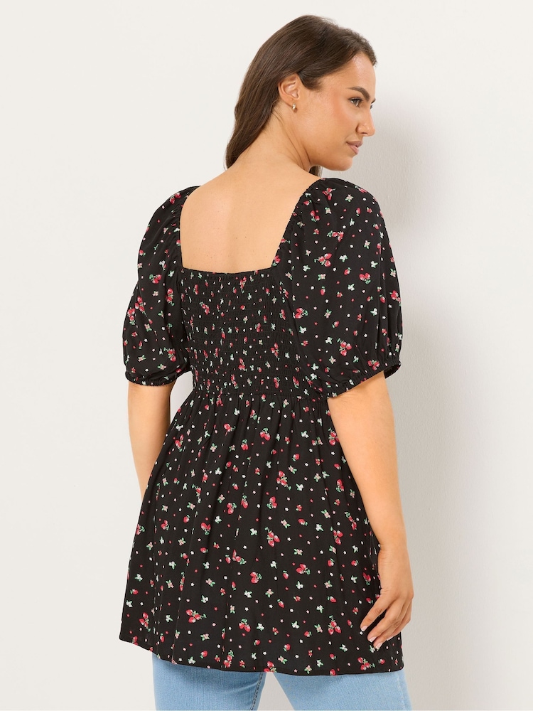 Yours Curve Black Twist Front Blouse - Image 2 of 4