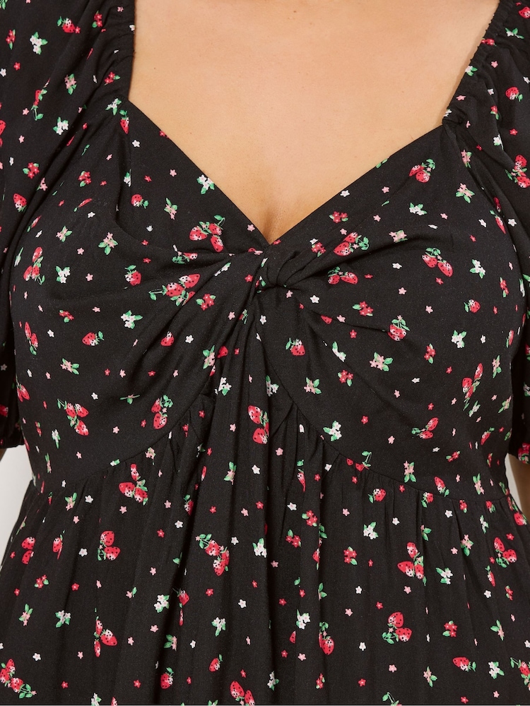 Yours Curve Black Twist Front Blouse - Image 4 of 4