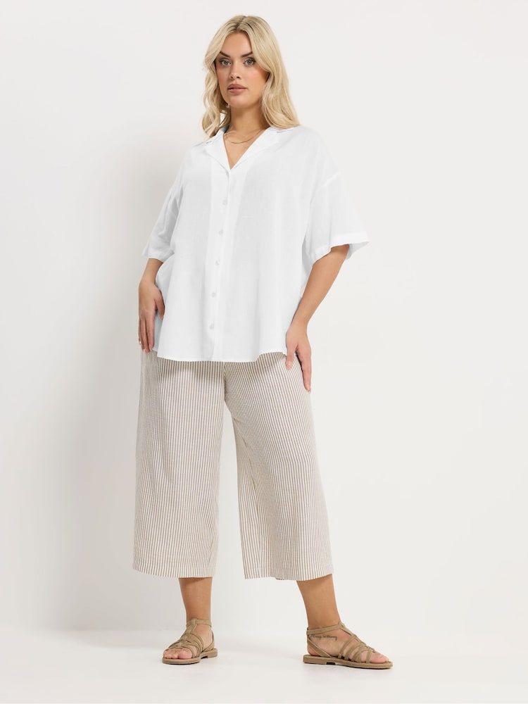 Yours Curve White Linen Blend Resort Shirt - Image 2 of 5