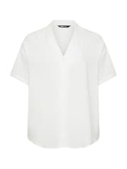 Yours Curve White Linen Blend Resort Shirt - Image 5 of 5