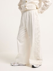 PixieGirl Petite Broderie Pull On Wide Leg Trousers - Image 1 of 6