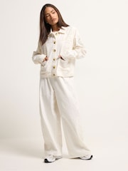 PixieGirl Petite Broderie Pull On Wide Leg Trousers - Image 2 of 6