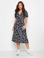 PixieGirl Petite Blue Abstract Spot Print Midi Tea Dress - Image 1 of 5