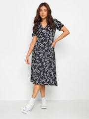 PixieGirl Petite Blue Abstract Spot Print Midi Tea Dress - Image 2 of 5