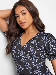PixieGirl Petite Blue Abstract Spot Print Midi Tea Dress - Image 4 of 5