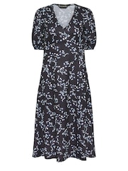 PixieGirl Petite Blue Abstract Spot Print Midi Tea Dress - Image 5 of 5