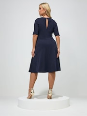 Yours Curve Blue London Panelled Skater Dress - Image 3 of 5