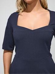 Yours Curve Blue London Panelled Skater Dress - Image 4 of 5