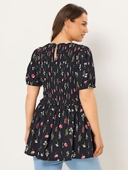 تونيك بملمس بارز وخصر مكشكش وقصة بيبلوم من Yours Curve - Image 3 of 4