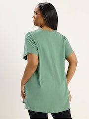 Yours Curve Green Slash Detail Top - Image 3 of 5