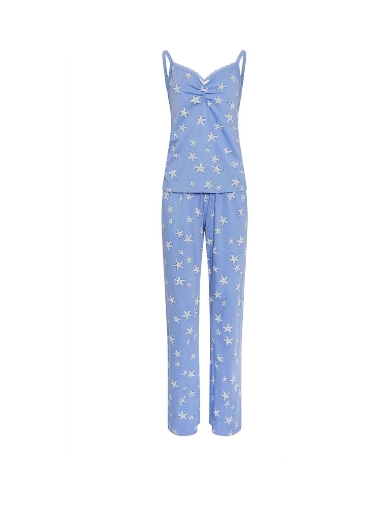 Long Tall Sally Blue Cami Wide Leg Pyjamas - Image 5 of 5