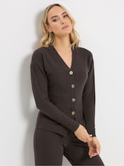 Long Tall Sally Brown Button Front Cardigan - Image 1 of 5