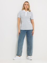 أبيض - تيشرت بولو مخطط من Long Tall Sally - Image 2 of 5