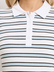 أبيض - تيشرت بولو مخطط من Long Tall Sally - Image 4 of 5