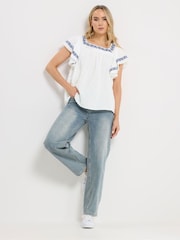 Long Tall Sally Embroidered Square Neck Top - Imaginea 2 din 5