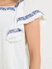 Long Tall Sally Embroidered Square Neck Top - Imaginea 4 din 5