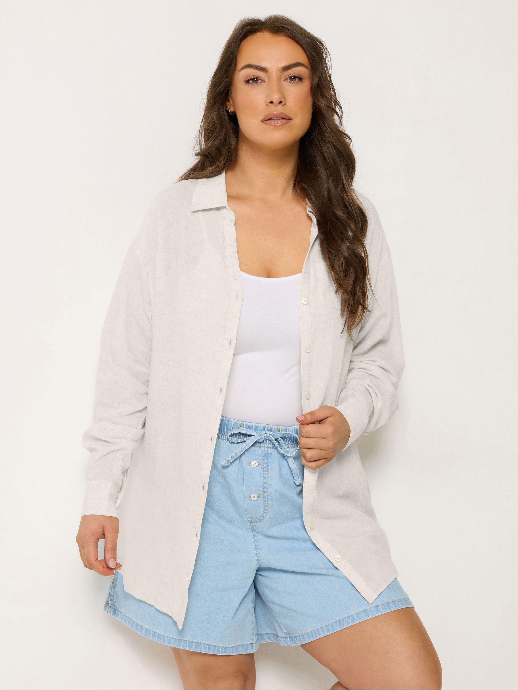 Yours Curve Women's Natural Long Sleeve Shirt