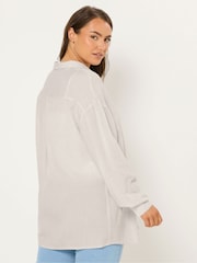 Yours Curve Long Sleeve Linen Blend Shirt - Imaginea 3 din 5