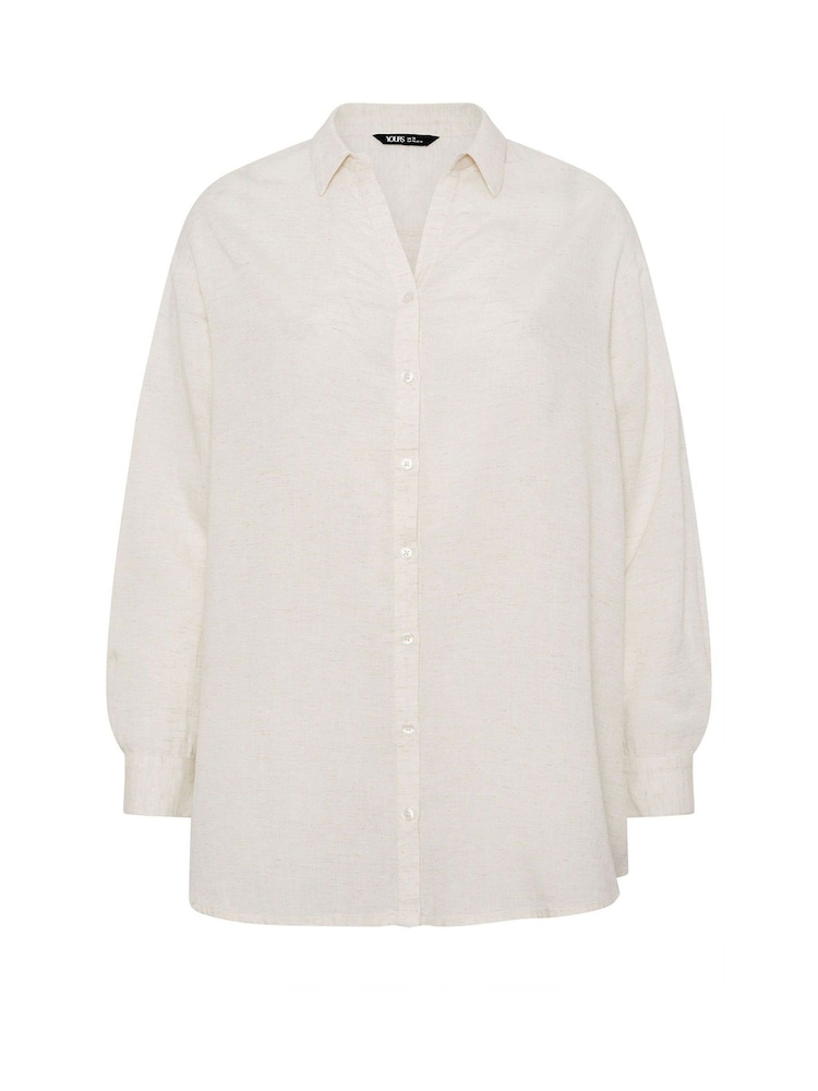 Yours Curve Long Sleeve Linen Blend Shirt - Imaginea 5 din 5