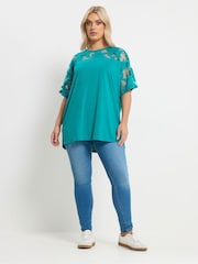 Yours Curve Light Blue Swing Ribbed Top - Image 2 of 5