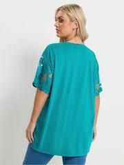 Yours Curve Light Blue Swing Ribbed Top - Image 3 of 5