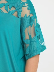 Yours Curve Light Blue Swing Ribbed Top - Image 4 of 5