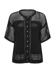 Yours Curve Black Short Sleeve Button Through Cardigan - Image 5 of 5