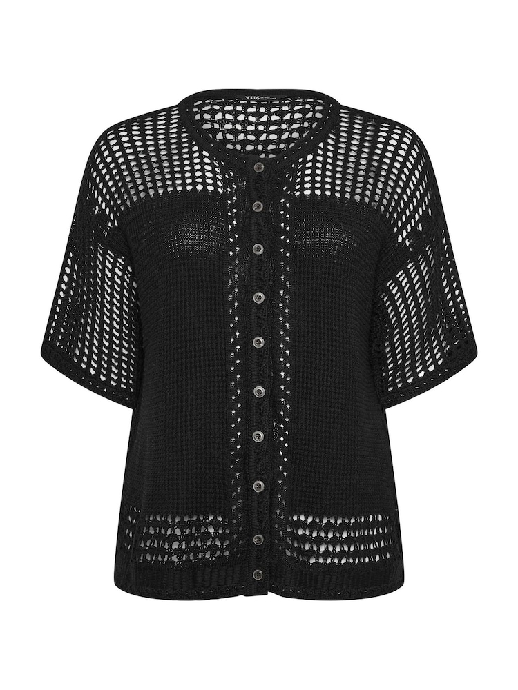 Yours Curve Black Short Sleeve Button Through Cardigan - Image 5 of 5