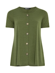 ירוק - Yours Curve חולצת טי סווינג עם כפתורים בחזית - תמונה 5 מתוך 5