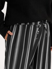 Yours Curve Black Wide Leg Striped Trousers - Image 4 of 5