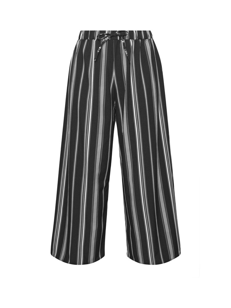 Yours Curve Black Wide Leg Striped Trousers - Image 5 of 5