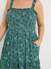 Yours Curve Green Shirred Strappy Maxi Dress - Image 4 of 5